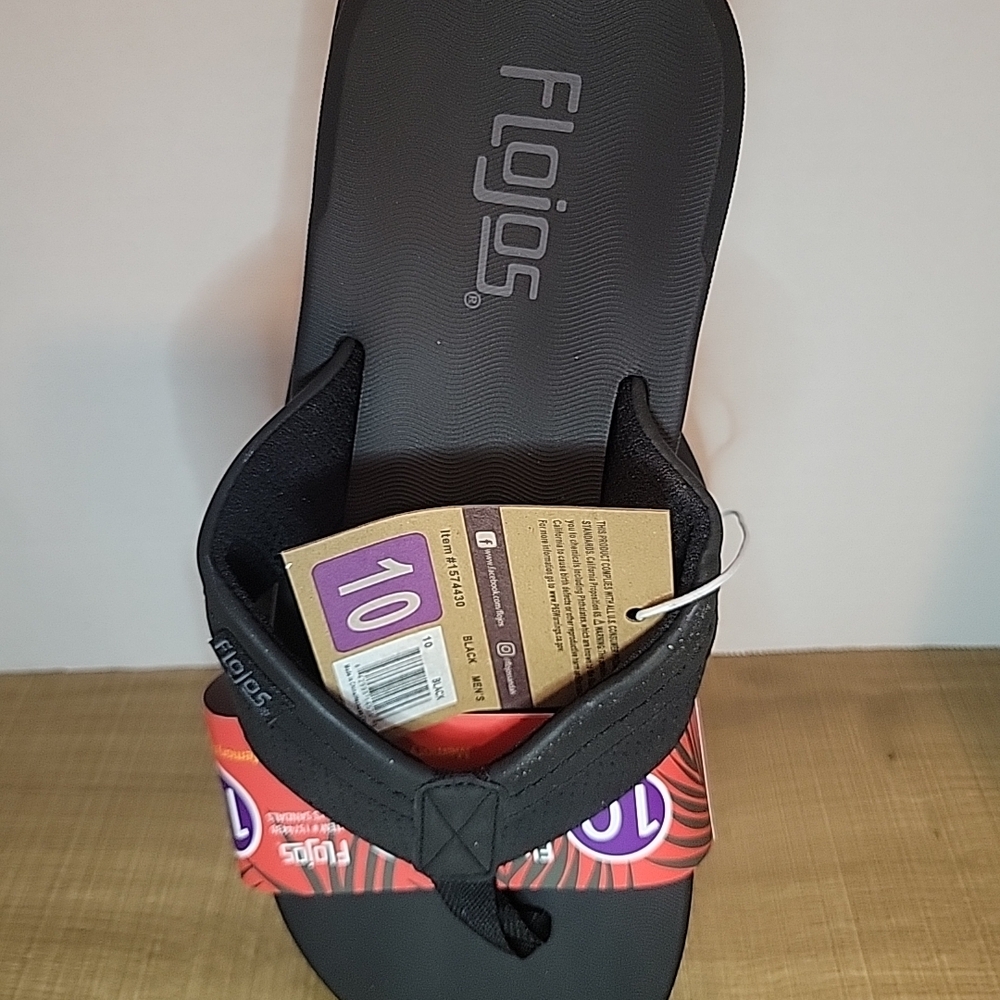 Flojos Men Black Sandals Memory Foam NWT